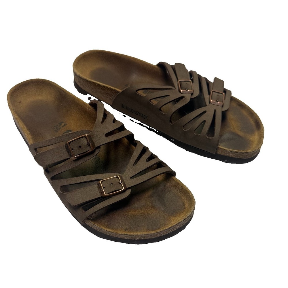 Birkenstock Granada Sandals Women 10 Brown Leather Slip On Buckle Straps